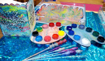 Окрашивание сувениров с помощью Эбру красок на воде! Фото рамки, пасхальные яйца, деревянные и гипсовые заготовки - эксклюзивный рисунок переноситься на украшение!